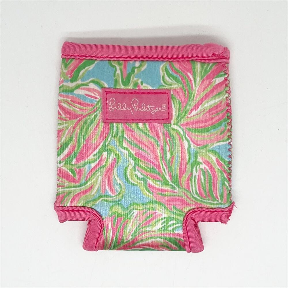 Lilly Pulitzer Drink Hugger Koozie In The Bungalows Pattern Pink, Green, Blue